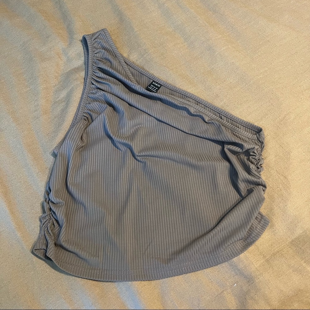 NWOT Brown One Shoulder Tank Crop